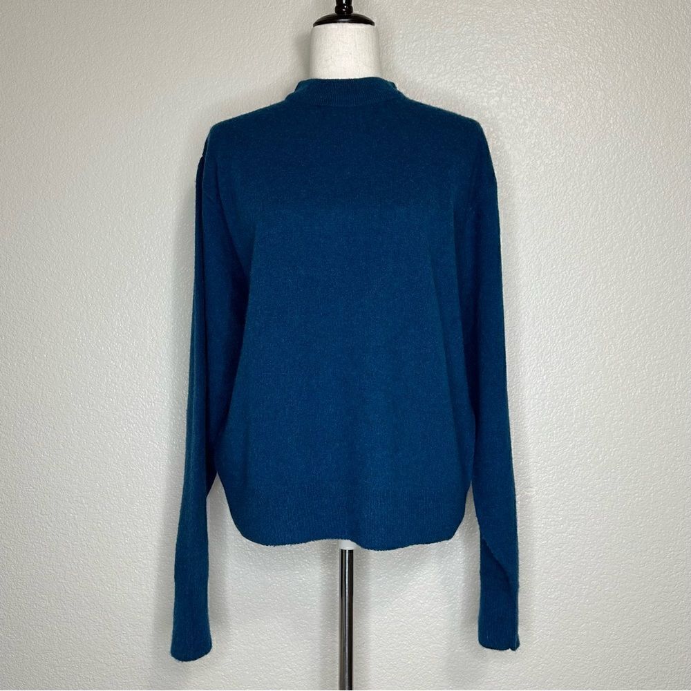 Van Heusen Wool Blend Blue Mock Neck Sweater